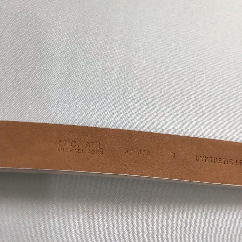 MICHAEL Michael Kors White Synthetic Leather Logo Belt - Picture 5 of 7